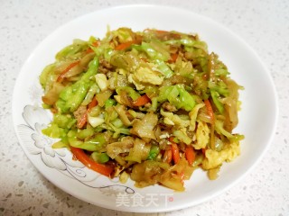 肉末圆白菜炒饼丝的做法步骤：21