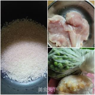 鸡胸肉焖饭的做法步骤：1
