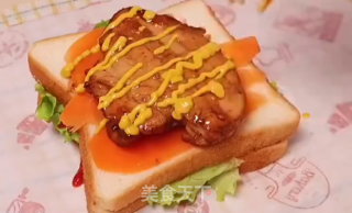 馋哭隔壁家小孩的照烧鸡排三明治的做法步骤：4