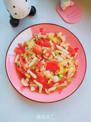 白玉菇西红柿炒鸡蛋的做法步骤：14