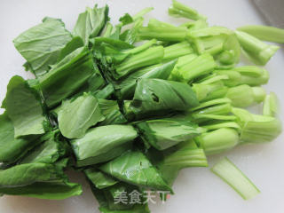 脆饺菜芯芝士年糕的做法步骤：2