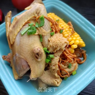 竹荪虫草花玉米炖鸽子的做法步骤：14