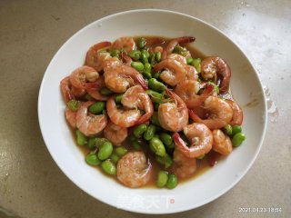 鲜虾焖毛豆的做法步骤：9