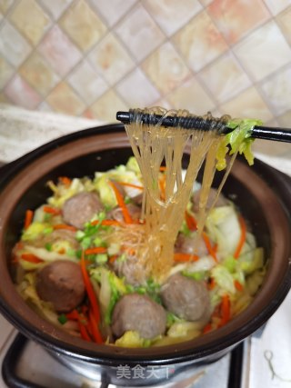 白菜粉丝肉丸煲的做法步骤：12