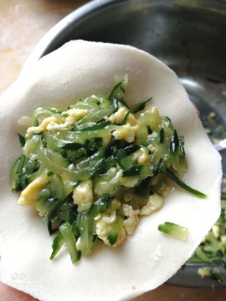 黄瓜鸡蛋素水饺的做法步骤：7