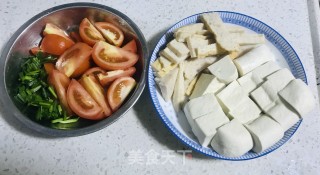 茄汁滚肉条豆腐的做法步骤：2