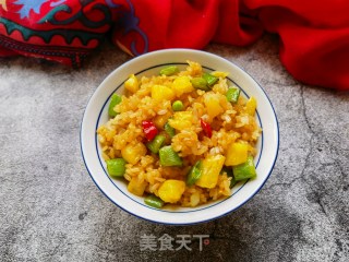 菠萝甜豆炒饭的做法步骤：12