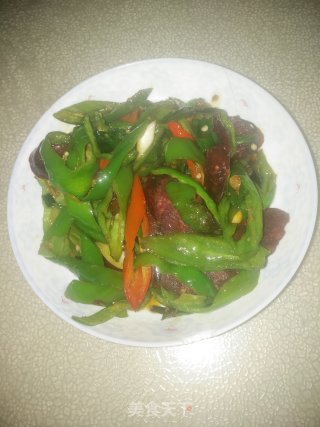 青椒炒腊肠的做法步骤：10