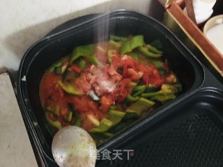 小涮锅炒青椒鸡蛋西红柿的做法步骤：5