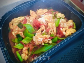小涮锅炒青椒鸡蛋西红柿的做法步骤：8