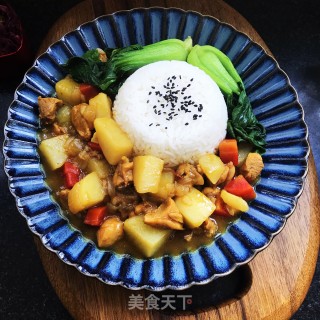 洋葱鸡块咖喱饭的做法步骤：11