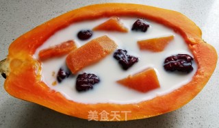木瓜红枣炖鲜奶的做法步骤：7