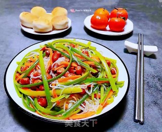 #凉拌菜#粉丝花生米拌蒜苗的做法步骤：13