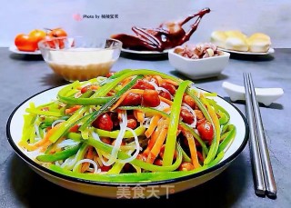 #凉拌菜#粉丝花生米拌蒜苗的做法步骤：15