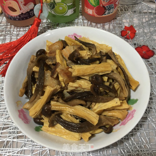 肉片炒菌菇腐竹的做法步骤：9