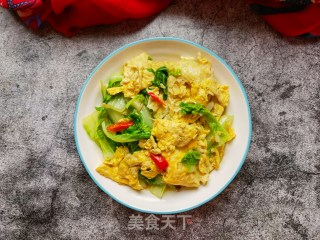 小白菜炒鹅蛋的做法步骤：12