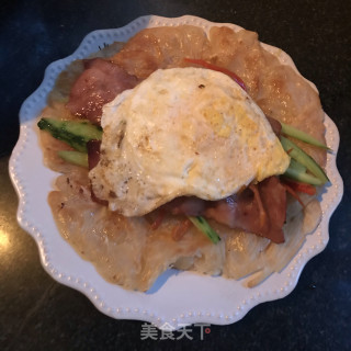 培根鸡蛋手抓饼的做法步骤：7