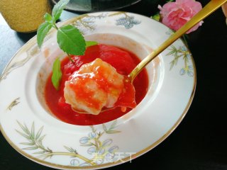 网红餐厅招牌菜在家做～西红柿虾滑团的做法步骤：7