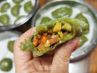 香菇马蹄腊肠馅艾角的做法步骤：11
