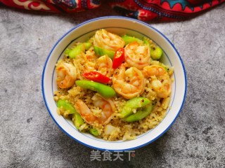 黄瓜虾仁炒藜麦饭的做法步骤：17