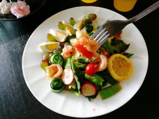 边吃边瘦的健康美食～轻食蔬果虾仁沙拉的做法步骤：6