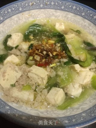 豆腐肉末青菜汤的做法步骤：6