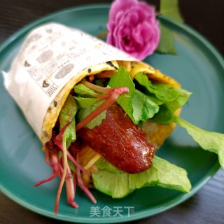 烤肠萝卜苗手抓饼的做法步骤：17