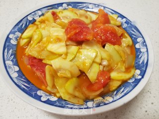 西葫芦炒西红柿的做法步骤：5