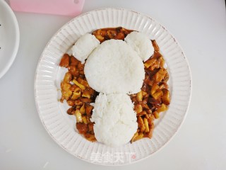 儿童版小熊萌宠香菇鸡丁盖饭的做法步骤：13