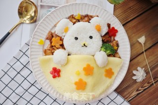 儿童版小熊萌宠香菇鸡丁盖饭的做法步骤：16