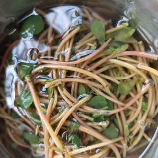 腊猪舌炒马齿苋梗的做法步骤：6