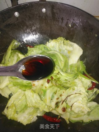 香煎豆腐烧手撒包菜的做法步骤：7