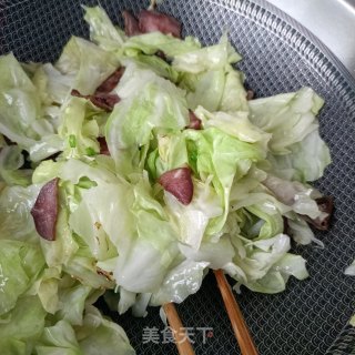 腊猪舌炒包菜的做法步骤：6