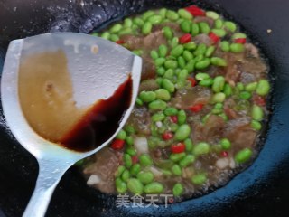 毛豆米炒牛筋的做法步骤：8