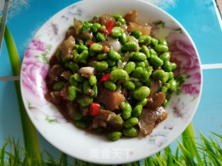 毛豆米炒牛筋的做法步骤：9