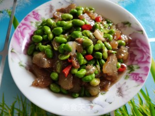 毛豆米炒牛筋的做法步骤：10