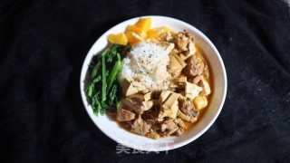 红烧鸡肉豆腐盖烧饭的做法步骤：10