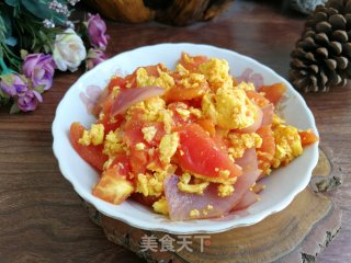 番茄洋葱炒鹅蛋的做法步骤：7