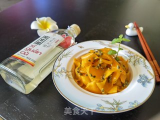 南瓜生吃，酸甜开胃解馋～百香果拌南瓜的做法步骤：7