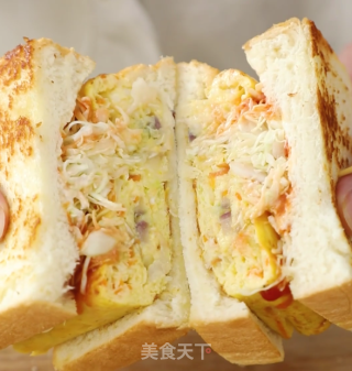 低卡什锦蔬菜厚蛋烧三明治的做法步骤：9