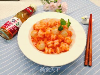 米其林时令招牌菜～荔枝虾球的做法步骤：7