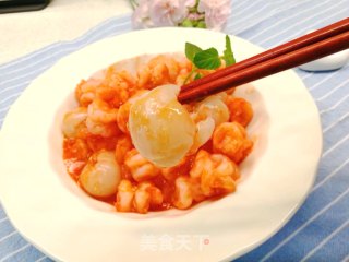 米其林时令招牌菜～荔枝虾球的做法步骤：8