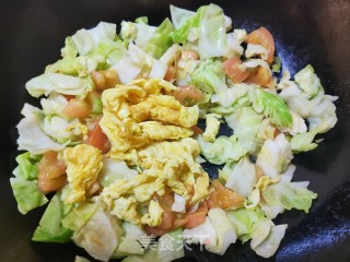 西红柿圆白菜炒鸡蛋的做法步骤：9