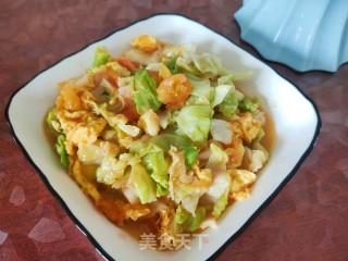 西红柿圆白菜炒鸡蛋的做法步骤：12