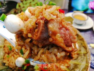 李子柒同款夏日美食～荷香糯米排骨饭的做法步骤：8