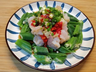 酸辣爽口，开胃解馋～秋葵拌虾球的做法步骤：6