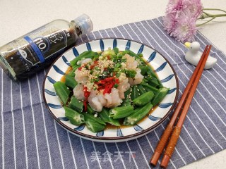 酸辣爽口，开胃解馋～秋葵拌虾球的做法步骤：8