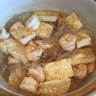 虾仁粉丝煲豆腐的做法步骤：10