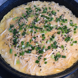 香葱鸡蛋煎金针菇的做法步骤：6