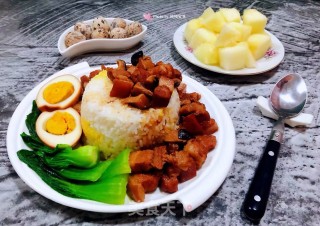 #鸡蛋#香菇鸡蛋卤肉饭的做法步骤：15